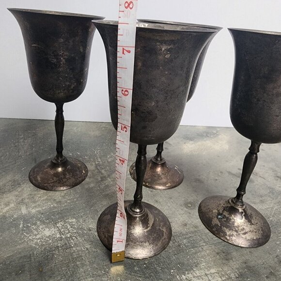 Vintage Wine Goblet Cup E.P.N.S Silver Plated Stemmed Goblet Cup *Rare Set of 4 - Picture 12 of 16